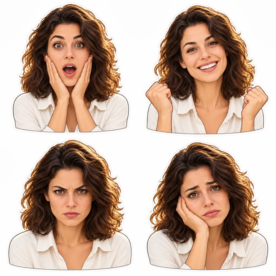 4 உணர்ச்சி stickers கொண்ட pack-ஐ உருவாக்கவும்
