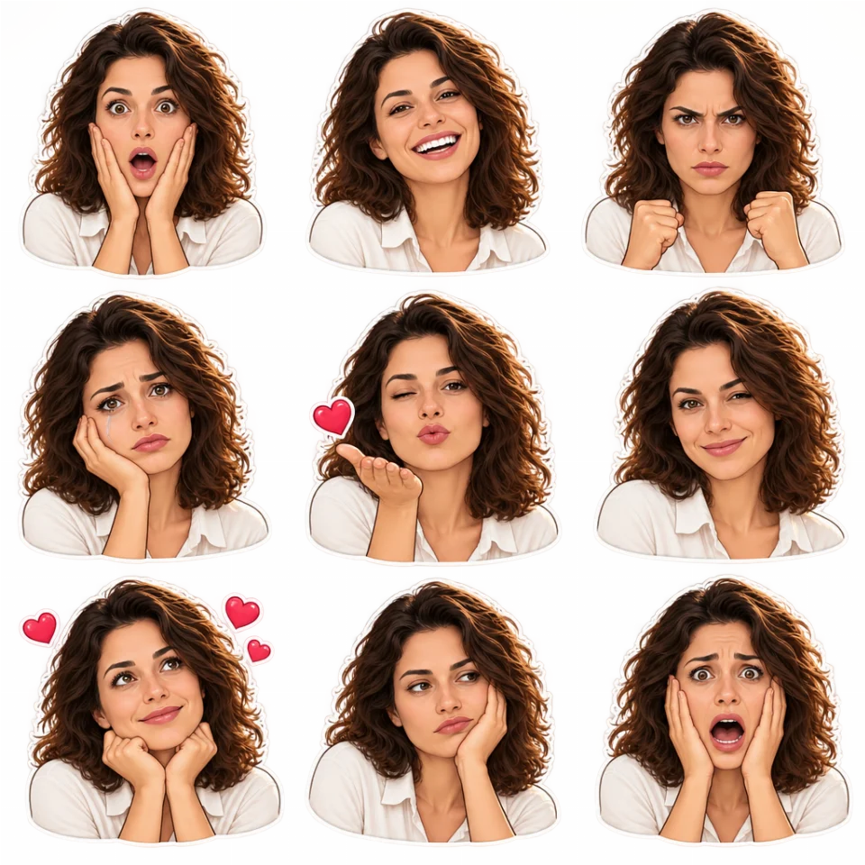 9 உணர்ச்சி stickers கொண்ட pack-ஐ உருவாக்கவும்